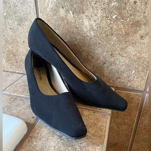 Black suede pumps